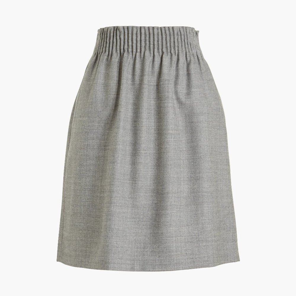 J. Crew Grey Fleck Wool Blend Tweed Paper Bag Waist Mini Skirt 6 EUC Academic